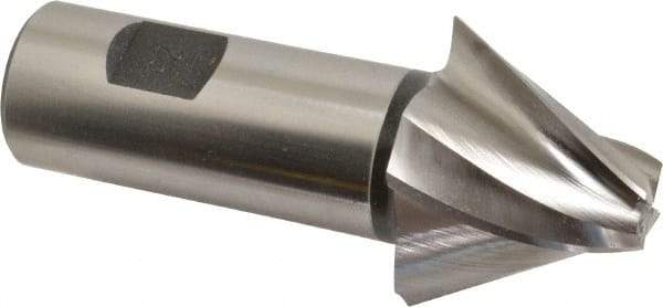 Made in USA - 25° Taper Angle per Side, 1/2" Small End Diam, 1-1/4" LOC, High Speed Steel 4 Flute Tapered Square End Mill - 3-3/4" OAL, 1" Shank Diam, Spiral Flute - USA Tool & Supply