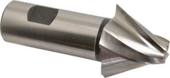 Made in USA - 25° Taper Angle per Side, 1/2" Small End Diam, 1-1/4" LOC, High Speed Steel 4 Flute Tapered Square End Mill - 3-3/4" OAL, 1" Shank Diam, Spiral Flute - USA Tool & Supply