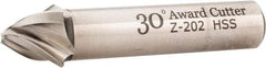 Made in USA - 30° Taper Angle per Side, 1/8" Small End Diam, 1/2" LOC, High Speed Steel 4 Flute Tapered Square End Mill - 2-1/2" OAL, 1/2" Shank Diam, Spiral Flute - USA Tool & Supply