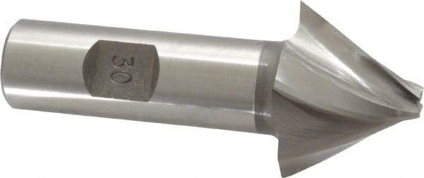 Made in USA - 30° Taper Angle per Side, 1/4" Small End Diam, 1" LOC, High Speed Steel 4 Flute Tapered Square End Mill - 3-1/4" OAL, 3/4" Shank Diam, Spiral Flute - USA Tool & Supply