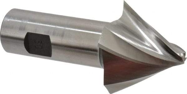 Made in USA - 30° Taper Angle per Side, 1/4" Small End Diam, 1-1/2" LOC, High Speed Steel 4 Flute Tapered Square End Mill - 4-1/8" OAL, 1" Shank Diam, Spiral Flute - USA Tool & Supply