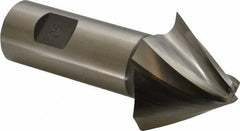 Made in USA - 30° Taper Angle per Side, 3/8" Small End Diam, 1-1/4" LOC, High Speed Steel 4 Flute Tapered Square End Mill - 3-3/4" OAL, 1" Shank Diam, Spiral Flute - USA Tool & Supply