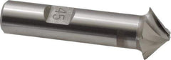 Made in USA - 45° Taper Angle per Side, 1/8" Small End Diam, 5/16" LOC, High Speed Steel 4 Flute Tapered Square End Mill - 2-1/2" OAL, 1/2" Shank Diam, Spiral Flute - USA Tool & Supply