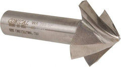 Made in USA - 45° Taper Angle per Side, 1/8" Small End Diam, 3/4" LOC, High Speed Steel 4 Flute Tapered Square End Mill - 3" OAL, 5/8" Shank Diam, Spiral Flute - USA Tool & Supply