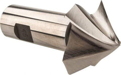 Made in USA - 45° Taper Angle per Side, 1/8" Small End Diam, 1" LOC, High Speed Steel 4 Flute Tapered Square End Mill - 3-3/4" OAL, 1" Shank Diam - USA Tool & Supply