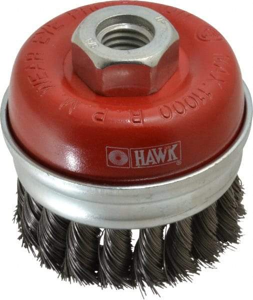 Value Collection - 3" Diam, 5/8-11 Threaded Arbor, Steel Fill Cup Brush - 0.0137 Wire Diam, 11,000 Max RPM - USA Tool & Supply