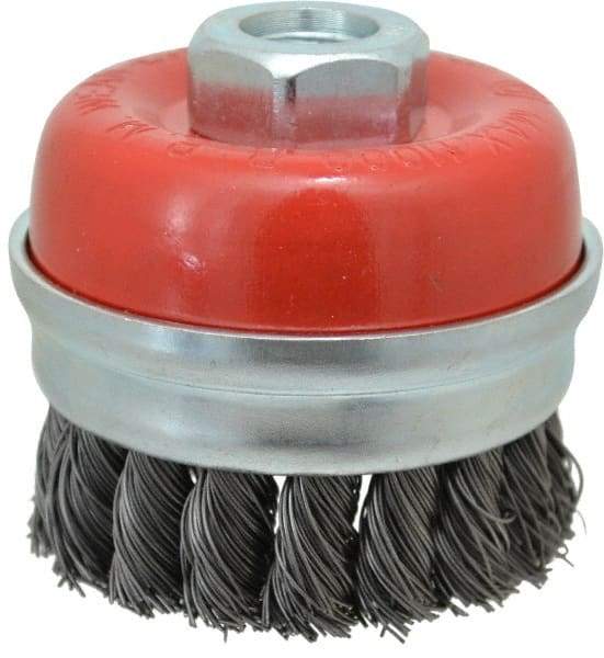 Value Collection - 3" Diam, 5/8-11 Threaded Arbor, Steel Fill Cup Brush - 0.02 Wire Diam, 11,000 Max RPM - USA Tool & Supply