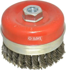 Value Collection - 4" Diam, 5/8-11 Threaded Arbor, Steel Fill Cup Brush - 0.0314 Wire Diam, 8,500 Max RPM - USA Tool & Supply