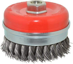 Value Collection - 4" Diam, 5/8-11 Threaded Arbor, Steel Fill Cup Brush - 0.02 Wire Diam, 8,500 Max RPM - USA Tool & Supply