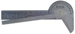 SPI - 4" Combination Square Set - 1/32 & 1/64" (English/Metric) Graduation, Stainless Steel Blade, Stainless Steel Center, Protractor & Square Head - USA Tool & Supply