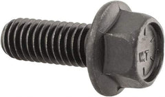 Value Collection - 3/8-16 UNC, 1" Length Under Head, Hex Drive Flange Bolt - 1" Thread Length, Grade 8 Alloy Steel, Smooth Flange, Phosphate & Oil Finish - USA Tool & Supply