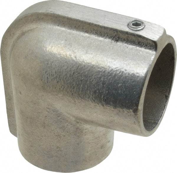 Hollaender - 1-1/2" Pipe, 90° Elbow, Aluminum Alloy Elbow Pipe Rail Fitting - Bright Finish - USA Tool & Supply