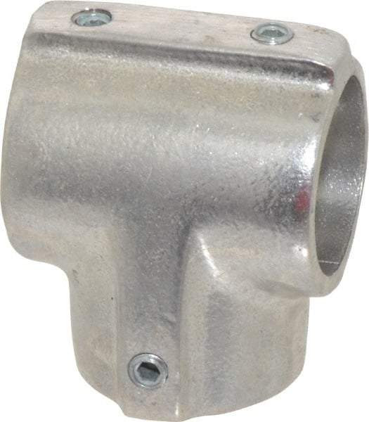 Hollaender - 1-1/4" Pipe, 90° Three Socket Tee, Aluminum Alloy Tee Pipe Rail Fitting - Bright Finish - USA Tool & Supply
