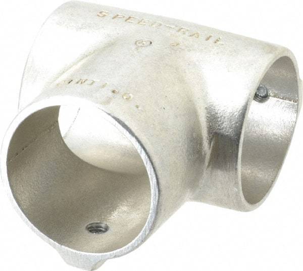 Hollaender - 2" Pipe, 90° Three Socket Tee, Aluminum Alloy Tee Pipe Rail Fitting - Bright Finish - USA Tool & Supply
