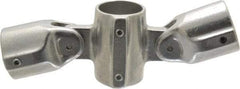 Hollaender - 1-1/2" Pipe, Adjustable Cross Assembly, Aluminum Alloy Cross Pipe Rail Fitting - Bright Finish - USA Tool & Supply