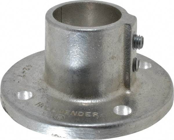Hollaender - 1-1/4" Pipe, Base Flange, Aluminum Alloy Flange Pipe Rail Fitting - Bright Finish - USA Tool & Supply