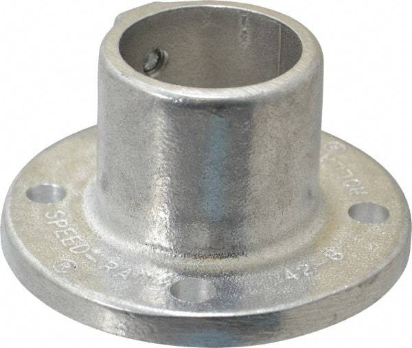 Hollaender - 1-1/2" Pipe, Base Flange, Aluminum Alloy Flange Pipe Rail Fitting - Bright Finish - USA Tool & Supply