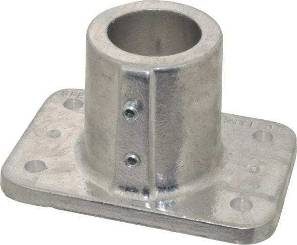 Hollaender - 1-1/2" Pipe, Base Flange, Aluminum Alloy Flange Pipe Rail Fitting - Bright Finish - USA Tool & Supply