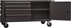 Durham - 4,000 Lb Capacity, 1 Shelf, 8 Drawer, 2 Door Mobile Cabinet - 60" Wide x 30" Deep x 34" High, Steel, Gray - USA Tool & Supply