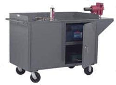 Durham - 2,000 Lb Capacity, 1 Shelf, 2 Door Mobile Cabinet - 60" Wide x 24" Deep x 38" High, Steel, Gray - USA Tool & Supply