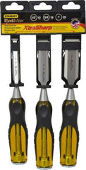 Stanley - 3 Piece Wood Chisel Set - 9" OAL, Sizes Included 1/2 to 1" - USA Tool & Supply