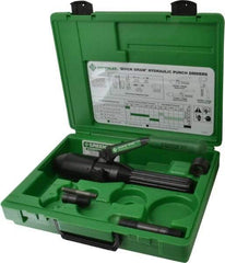 Greenlee - 5 Piece, 22.5" Punch Hole Diam, Hydraulic Punch Driver Kit - Round Punch, 10 Gage Mild Steel - USA Tool & Supply