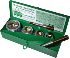 Greenlee - 7 Piece, 22.5 to 43.2mm Punch Hole Diam, Hydraulic Knockout Set - Round Punch, 10 Gage Mild Steel - USA Tool & Supply