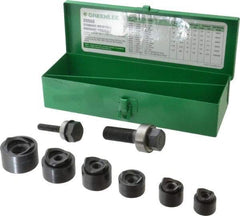 Greenlee - 15 Piece, 3/4 to 1-1/2" Punch Hole Diam, Manual Standard Punch Kit - Round Punch, 16 Gage Mild Steel - USA Tool & Supply