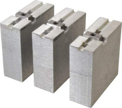 Abbott Workholding Products - 8" & Up Chuck Capacity, Tongue & Groove Attachment, Square Soft Lathe Chuck Jaw - 3 Jaws, Aluminum, 1-3/4" Btw Mount Hole Ctrs, 4" Long x 1-1/2" Wide x 4" High, 5/16" Groove, 3/8" Fastener - USA Tool & Supply