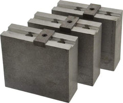 Abbott Workholding Products - 10" & Up Chuck Capacity, Tongue & Groove Attachment, Square Soft Lathe Chuck Jaw - 3 Jaws, Aluminum, 2-1/8" Btw Mount Hole Ctrs, 4-1/2" Long x 1-1/2" Wide x 4" High, 1/2" Groove, 1/2" Fastener - USA Tool & Supply