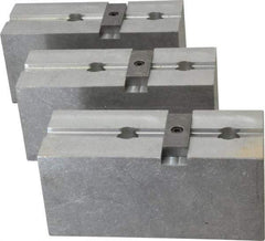 Abbott Workholding Products - 15 to 18" Chuck Capacity, Tongue & Groove Attachment, Square Soft Lathe Chuck Jaw - 3 Jaws, Aluminum, 3" Btw Mount Hole Ctrs, 6-1/2" Long x 2-1/2" Wide x 3" High, 1/2" Groove, 5/8" Fastener - USA Tool & Supply