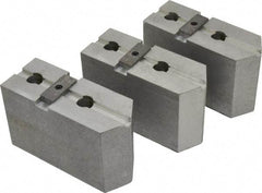 Abbott Workholding Products - 15 to 18" Chuck Capacity, Tongue & Groove Attachment, Square Soft Lathe Chuck Jaw - 3 Jaws, Aluminum, 3" Btw Mount Hole Ctrs, 6-1/2" Long x 2-1/2" Wide x 4" High, 1/2" Groove, 3/4" Fastener - USA Tool & Supply