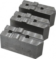 Abbott Workholding Products - 8" & Up Chuck Capacity, Tongue & Groove Attachment, Square Soft Lathe Chuck Jaw - 3 Jaws, Steel, 1-3/4" Btw Mount Hole Ctrs, 4" Long x 1-1/2" Wide x 2" High, 5/16" Groove, 1/2" Fastener - USA Tool & Supply