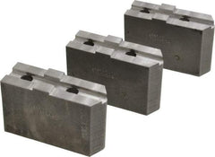 Abbott Workholding Products - 10" & Up Chuck Capacity, Tongue & Groove Attachment, Square Soft Lathe Chuck Jaw - 3 Jaws, Steel, 2-1/8" Btw Mount Hole Ctrs, 4-1/2" Long x 1-1/2" Wide x 3" High, 1/2" Groove, 1/2" Fastener - USA Tool & Supply