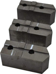 Abbott Workholding Products - 15 to 18" Chuck Capacity, Tongue & Groove Attachment, Square Soft Lathe Chuck Jaw - 3 Jaws, Steel, 3" Btw Mount Hole Ctrs, 6-1/2" Long x 2-1/2" Wide x 3" High, 1/2" Groove, 3/4" Fastener - USA Tool & Supply