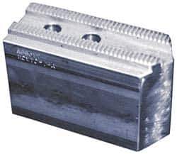 Abbott Workholding Products - 15" & Up Chuck Capacity, 3mm x 60° Serrated Attachment, Square Soft Lathe Chuck Jaw - 3 Jaws, Steel, 1.9685" Btw Mount Hole Ctrs, 6-1/2" Long x 2-1/2" Wide x 4" High, 0.8661" Groove, 0.7874" & 20mm Fastener - USA Tool & Supply