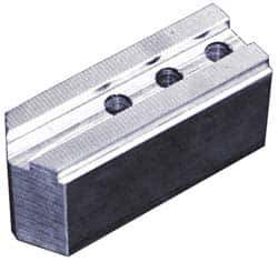 Abbott Workholding Products - 6-1/2" Chuck Capacity, 1/16" x 90 Serrated Attachment, Square Soft Lathe Chuck Jaw - 3 Jaws, Aluminum, 0.65" Btw Mount Hole Ctrs, 3" Long x 1-1/4" Wide x 1-1/2" High, 0.551" Groove, 0.3937" & 10mm Fastener - USA Tool & Supply