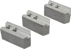 Abbott Workholding Products - 6" & Up Chuck Capacity, 1.5mm x 60° Serrated Attachment, Square Soft Lathe Chuck Jaw - 3 Jaws, Aluminum, 0.7874" Btw Mount Hole Ctrs, 3" Long x 1-1/4" Wide x 1-1/2" High, 0.4724" Groove, 0.3937" & 10mm Fastener - USA Tool & Supply