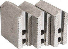 Abbott Workholding Products - 6" & Up Chuck Capacity, 1.5mm x 60° Serrated Attachment, Square Soft Lathe Chuck Jaw - 3 Jaws, Aluminum, 0.7874" Btw Mount Hole Ctrs, 3" Long x 1-1/4" Wide x 3" High, 0.4724" Groove, 0.3937" & 10mm Fastener - USA Tool & Supply