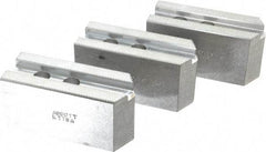 Abbott Workholding Products - 8" & Up Chuck Capacity, 1.5mm x 60° Serrated Attachment, Square Soft Lathe Chuck Jaw - 3 Jaws, Aluminum, 63/64" Btw Mount Hole Ctrs, 4" Long x 1-1/2" Wide x 2" High, 0.5512" Groove, 0.4724" & 12mm Fastener - USA Tool & Supply