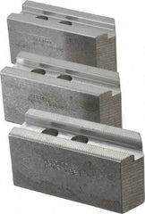 Abbott Workholding Products - 8" & Up Chuck Capacity, 1.5mm x 60° Serrated Attachment, Square Soft Lathe Chuck Jaw - 3 Jaws, Aluminum, 63/64" Btw Mount Hole Ctrs, 4" Long x 1-1/2" Wide x 2" High, 0.6299" Groove, 0.4724" & 12mm Fastener - USA Tool & Supply