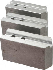 Abbott Workholding Products - 10" & Up Chuck Capacity, 1.5mm x 60° Serrated Attachment, Square Soft Lathe Chuck Jaw - 3 Jaws, Aluminum, 1.1811" Btw Mount Hole Ctrs, 5-1/2" Long x 2" Wide x 3" High, 0.6299" Groove, 0.4724" & 12mm Fastener - USA Tool & Supply