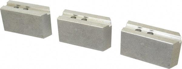 Abbott Workholding Products - 12" & Up Chuck Capacity, 1.5mm x 60° Serrated Attachment, Square Soft Lathe Chuck Jaw - 3 Jaws, Aluminum, 1.1811" Btw Mount Hole Ctrs, 5-1/2" Long x 2" Wide x 3" High, 0.7087" Groove, 0.5512" & 14mm Fastener - USA Tool & Supply