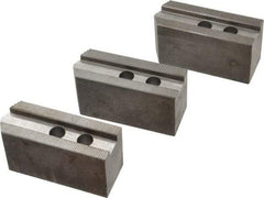 Abbott Workholding Products - 8" & Up Chuck Capacity, 1.5mm x 60° Serrated Attachment, Square Soft Lathe Chuck Jaw - 3 Jaws, Steel, 63/64" Btw Mount Hole Ctrs, 4" Long x 1-1/2" Wide x 2" High, 0.6299" Groove, 0.4724" & 12mm Fastener - USA Tool & Supply