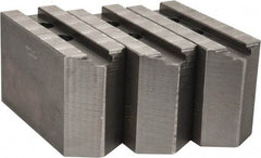 Abbott Workholding Products - 15 to 18" Chuck Capacity, 1.5mm x 60° Serrated Attachment, Square Soft Lathe Chuck Jaw - 3 Jaws, Steel, 1.6929" Btw Mount Hole Ctrs, 6-1/2" Long x 2-1/2" Wide x 4" High, 0.8661" Groove, 0.7874" & 20mm Fastener - USA Tool & Supply