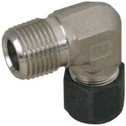 Parker - 3/4" OD, Stainless Steel Male Elbow - 1-1/16" Hex, Comp x MNPT Ends - USA Tool & Supply