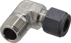 Parker - 3/8" OD, Stainless Steel Male Elbow - 11/16" Hex, Comp x MNPT Ends - USA Tool & Supply