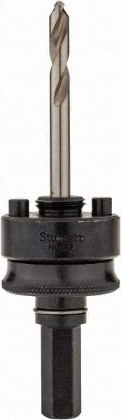 Starrett - 1-1/4 to 8-9/32" Tool Diam Compatibility, Straight Shank, Stainless Steel Integral Pilot Drill, Hole Cutting Tool Arbor - 1/2" Min Chuck, Hex Shank Cross Section, Threaded Shank Attachment, For SH, DH, CT & D Hole Saws - USA Tool & Supply