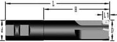 Cutting Tool Technologies - 1-1/4" Cut Diam, 0.38" Max Depth of Cut, 1-1/4" Shank Diam, 6-1/4" OAL, Indexable Square Shoulder End Mill - APKT 1003... Inserts, Weldon Shank, 90° Lead Angle - USA Tool & Supply