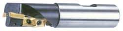 Cutting Tool Technologies - 1-1/2" Cut Diam, 2.05" Max Depth of Cut, 1-1/4" Shank Diam, 5" OAL, Indexable Square Shoulder Helical End Mill - APKT 1003... Inserts, Weldon Shank, 90° Lead Angle - USA Tool & Supply